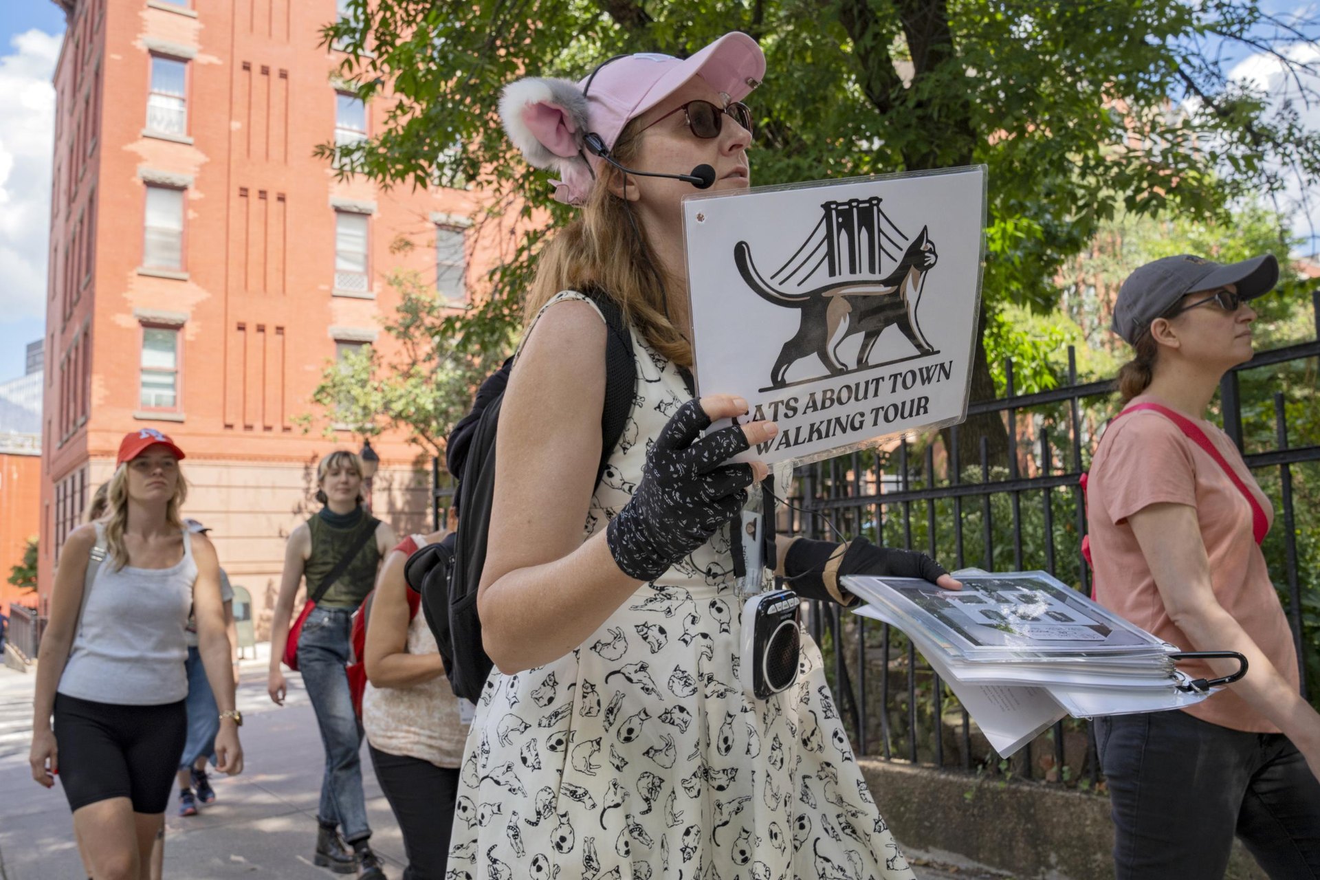 Tour group exploring NYC cat history