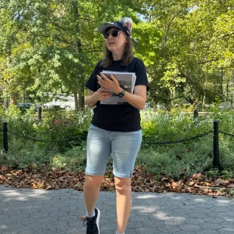 Tour materials prepared in park setting for cat history tour