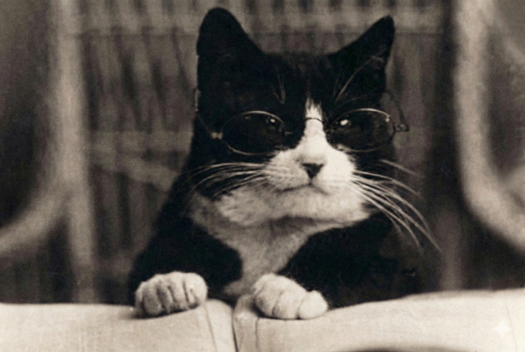An artist's rendering of Jerry Fox, the spectacled cat of Brooklyn Borough Hall