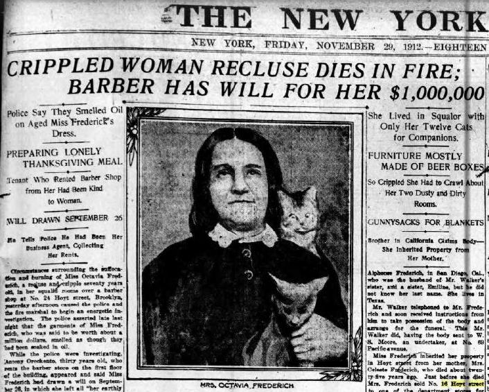1912: The Cat Lady of Hoyt Street, Brooklyn, and the Mysterious Thanksgiving Day Fire